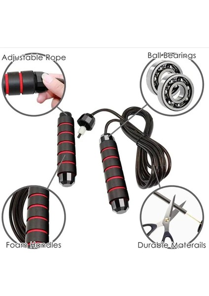 Siyah Kırmızı Stil Atlama Ipi Atlama Ipi Egzersiz Ekipmanları Ayarlanabilir Köpük Ip Atlama Ipi Kaymaz Saplı Aerobik Egzersiz Için Çelik Tel Rulman (Yurt Dışından) indirimleri