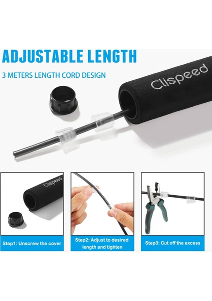 Gösterildiği Gibi Clispeed 3 Metre Atlama Ipi Egzersizi Çelik Tel Ayarlanabilir Rulman Atlama Ipi (Siyah) (Yurt Dışından) modelleri