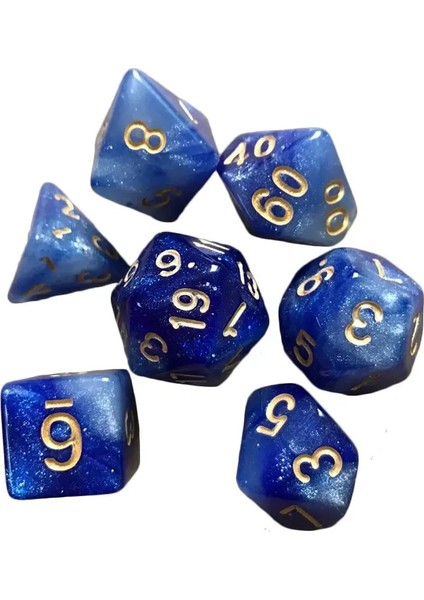 No.6 Tarzı Iidescent Çokyüzlü Zar Seti Glitter Altın Numaraları Trpg Dnd 7-Die D4 D6 D8 D10 D12 D20 Için Oyun Aksesuarı (Yurt Dışından)