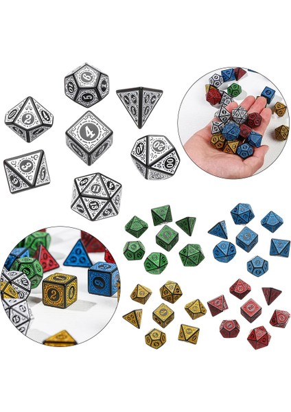 No.6 Tarzı Iidescent Çokyüzlü Zar Seti Glitter Altın Numaraları Trpg Dnd 7-Die D4 D6 D8 D10 D12 D20 Için Oyun Aksesuarı (Yurt Dışından) indirimleri