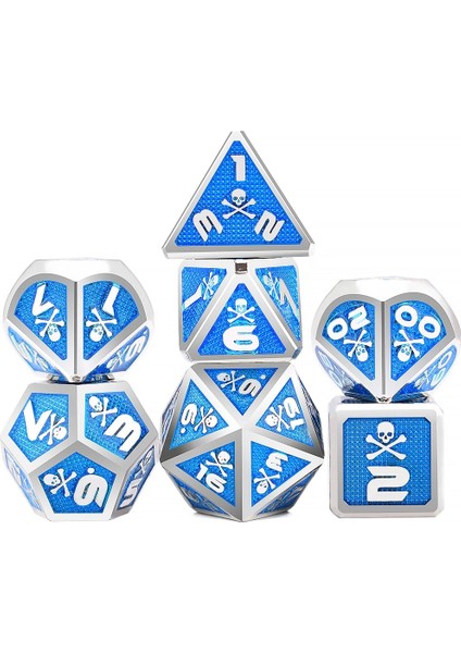 SB20 Stili Kafatası ve Kemikler Trpg Dnd Zar Oyunları Için Büyük Boy Metal Zar Seti D4 D6 D8 D10 D% D12 D20 (Yurt Dışından)