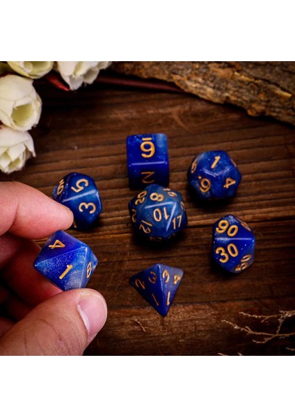Açık Mavi Tarzı Et Nebula Zar Seti Masa Üstü Rpg'ler Için Siyah Ipli Kadife Kılıflı Inanılmaz Galaxy Çokyüzlü Zar Oyunlar 8 Renk (Yurt Dışından)