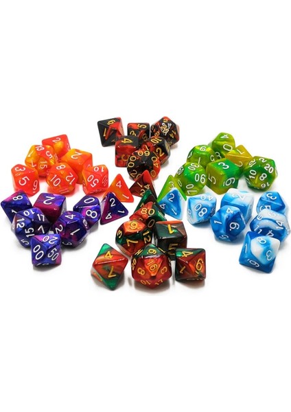 No.1 Tarzı 7pcslot Çokyüzlü Zar 8 Çeşit Seçeneği Pearlize Etkisi Zar Seti ile Yüksek Li Iki Renkli Dijital Zar (Yurt Dışından)