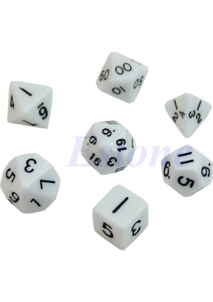Beyaz Stil Dungeons&dragons Rpg Poly Dice Gameet Için Çok Renkli Taraflı Kalıp D4 D6 D8 D10 D12 D20 (Yurt Dışından)