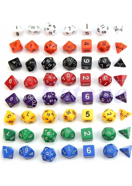 Beyaz Stil Dungeons&dragons Rpg Poly Dice Gameet Için Çok Renkli Taraflı Kalıp D4 D6 D8 D10 D12 D20 (Yurt Dışından)