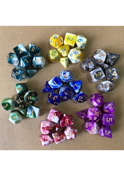 No.17 Stili 7pcslot Reçine Çok Yönlü Zar Parlak Zar Şeffaf Zar D&d D4 D6 D8 D10 D% D12 D20 Çokyüzlü Tahta Oyunu Zar (Yurt Dışından)
