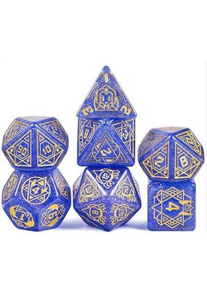 Parlak Mavi Tarzı 25MM Reçine Zar Saydam Çokyüzlü D&d Zar Seti, Dnd Rolling ve Tabl Için Hediye Metal Kutulu (Yurt Dışından)