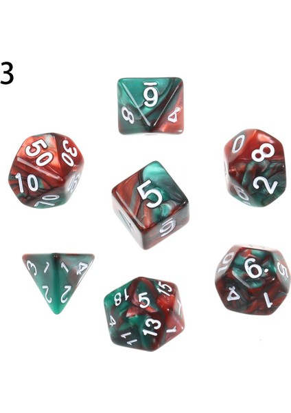 A3 Stili Iidescent Çokyüzlü Zar Seti Glitter Altın Numaraları Trpg Dnd 7-Die D4 D6 D8 D10 D12 D20 Için Oyun Aksesuarı (Yurt Dışından)