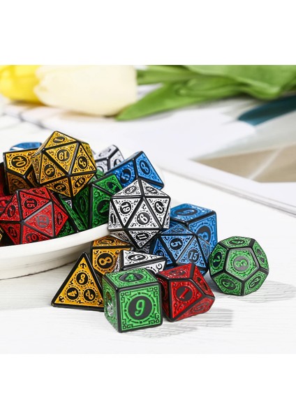 A3 Stili Iidescent Çokyüzlü Zar Seti Glitter Altın Numaraları Trpg Dnd 7-Die D4 D6 D8 D10 D12 D20 Için Oyun Aksesuarı (Yurt Dışından) fiyatları