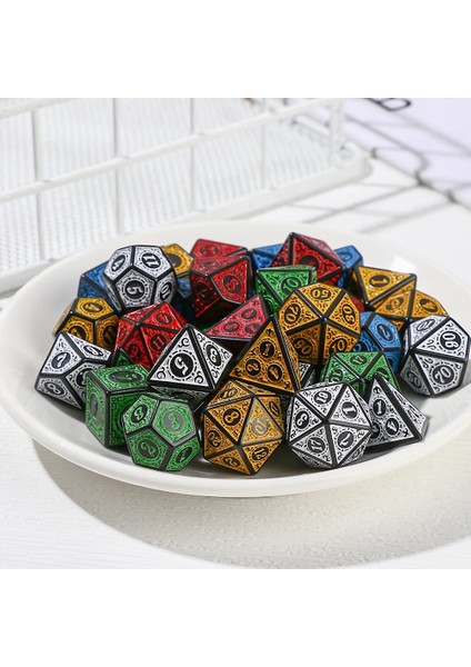 A3 Stili Iidescent Çokyüzlü Zar Seti Glitter Altın Numaraları Trpg Dnd 7-Die D4 D6 D8 D10 D12 D20 Için Oyun Aksesuarı (Yurt Dışından) modelleri