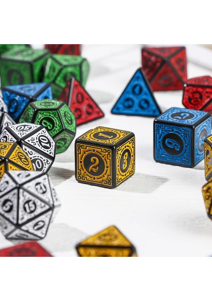 A3 Stili Iidescent Çokyüzlü Zar Seti Glitter Altın Numaraları Trpg Dnd 7-Die D4 D6 D8 D10 D12 D20 Için Oyun Aksesuarı (Yurt Dışından) fırsatları