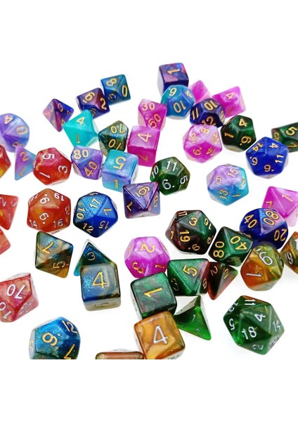 No.5 Tarzı Dnd D&d Rol Yapma Oyunları Için Olyhedral Rpg Zar Seti Renkli Parıltılı (D4 D6 D8 D10 D% D12 ve D20) (Yurt Dışından) modelleri