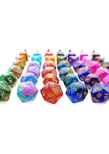 No.5 Tarzı Dnd D&d Rol Yapma Oyunları Için Olyhedral Rpg Zar Seti Renkli Parıltılı (D4 D6 D8 D10 D% D12 ve D20) (Yurt Dışından) indirimleri