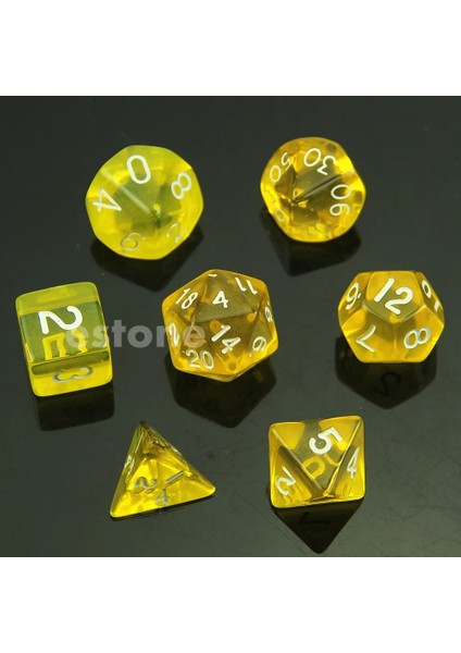 Sarı Stil 7-Zar Taraflı D4 D6 D8 D10 D12 D20 Magic-The-Gathering Rpg Poli Oyun Seti (Yurt Dışından)