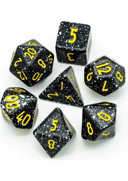 Siyah Sarı Yazı Tipi Stili Poludie Resin Yeni Yazı Tipi Dnd Zar Seti D4~D20 Warhammer Dungeons And Dragons Için Çokyüzlü Zar Rol Yapma Tahta Oyunu Rpg D&d (Yurt Dışından)