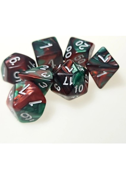 Dnd D&d Rol Yapma Oyunları Için Olyhedral Rpg Zar Seti Ikizler Rengi Kırmızı ve Yeşil (D4 D6 D8 D10 D% D12 ve D20) (Yurt Dışından)