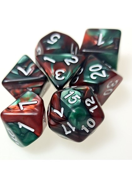 Dnd D&d Rol Yapma Oyunları Için Olyhedral Rpg Zar Seti Ikizler Rengi Kırmızı ve Yeşil (D4 D6 D8 D10 D% D12 ve D20) (Yurt Dışından) fiyatları