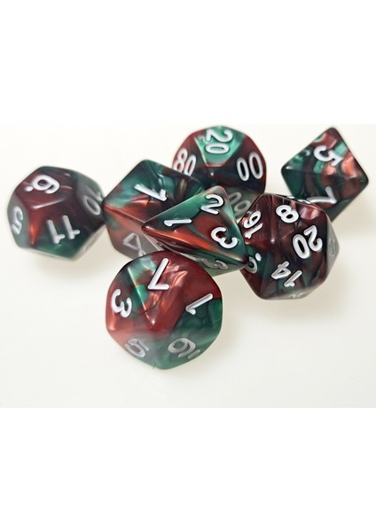Dnd D&d Rol Yapma Oyunları Için Olyhedral Rpg Zar Seti Ikizler Rengi Kırmızı ve Yeşil (D4 D6 D8 D10 D% D12 ve D20) (Yurt Dışından) modelleri