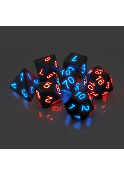 7 x Diceled Oyun Aydınlık Çift Taş Çokyüzlü Aydınlatma Turn Mini Renk Oyunu Zar Kulübü Eğlence Partisi Için Masaüstü Bar Kt (Yurt Dışından)