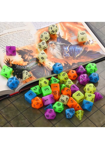 Gerçek Renk Stili Glow In The Dark 7-Die Çokyüzlü Zar Seti D4 D6 D8 D10 D% D12 D20 Için Masa Oyunları Rpg Dnd (Yurt Dışından)