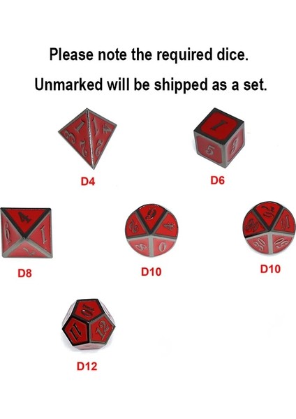 Herhangi Bir 7 Adet Zar Stili Masa Üstü Rpg'ler Için Kırmızı Ipli Zar Çantalı 7 Metal Zar Seti D4 D6 D8 D10 D12 D20 Dnd Rpg Mtg Masa Oyunları Metal Dnd D Zar (Yurt Dışından)