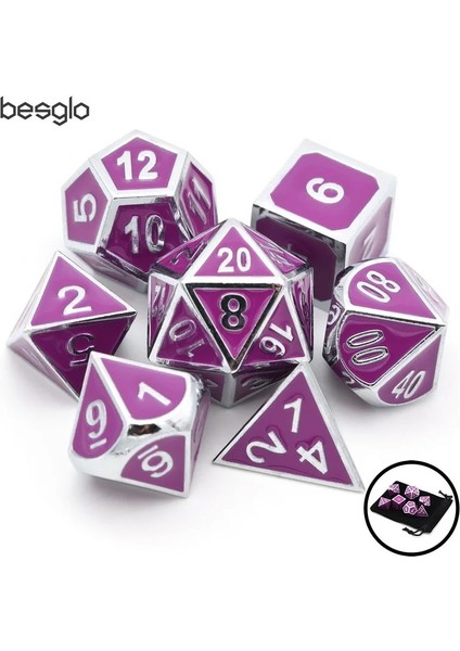 NO.488 Tarzı Rpg Dnd Mtg Masa Oyunları Için Metal Zar Emaye Boya Siyah Ipli Kılıf Seti (Yurt Dışından)