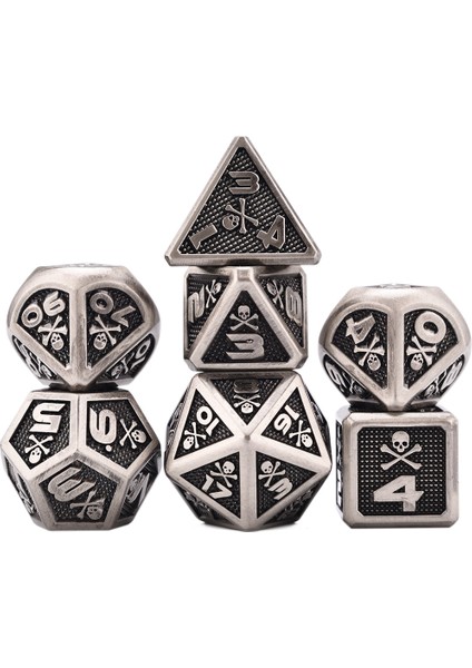 Sb5 Stili Kafatası ve Kemikler Trpg Dnd Zar Oyunları Için Büyük Boy Metal Zar Seti D4 D6 D8 D10 D% D12 D20 (Yurt Dışından)