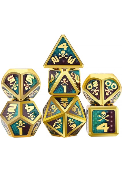 SB12 Stili Kafatası ve Kemikler Trpg Dnd Zar Oyunları Için Büyük Boy Metal Zar Seti D4 D6 D8 D10 D% D12 D20 (Yurt Dışından)