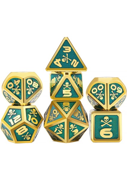 SB14 Stili Kafatası ve Kemikler Trpg Dnd Zar Oyunları Için Büyük Boy Metal Zar Seti D4 D6 D8 D10 D% D12 D20 (Yurt Dışından)