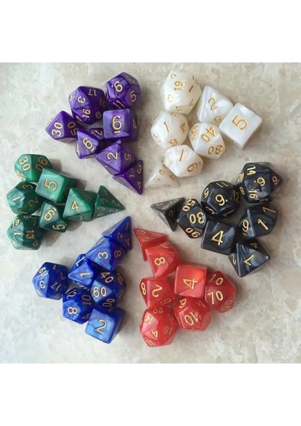 Beyaz Stil 6 Renk Çok Yönlü Zar D&d D4 D6 D8 D10 D% D12 D20 Çokyüzlü Trpg Oyunları Zar Seti Masa Oyunu Eğlence Zar Sd Et (Yurt Dışından)