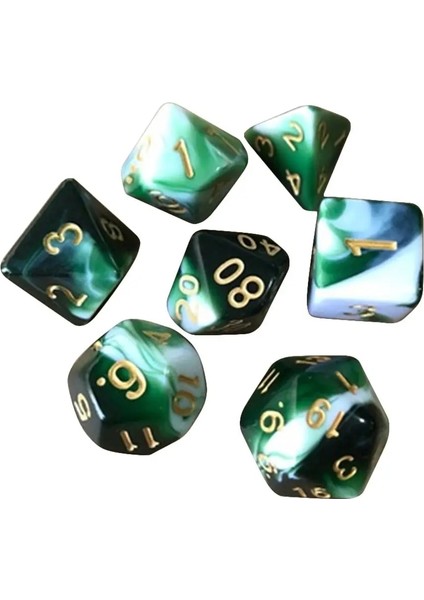 Q2 Stili Iidescent Çokyüzlü Zar Seti Glitter Altın Numaraları Trpg Dnd 7-Die D4 D6 D8 D10 D12 D20 Için Oyun Aksesuarı (Yurt Dışından)