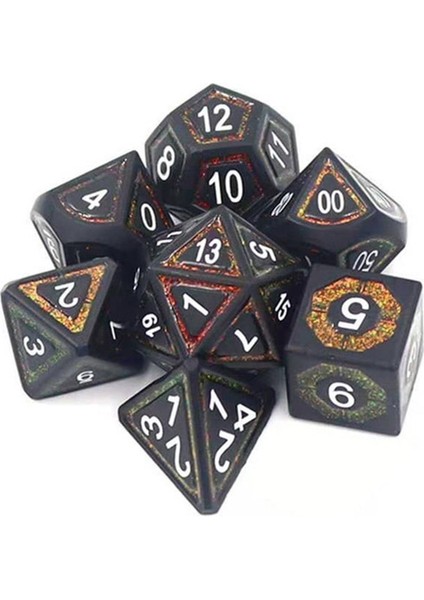 No.15 Tarzı Yeni Çokyüzlü Metal Zar Dnd Zar Seti D4 D6 D8 D10 D12 D20 Dados Rpg Zar Dados Rolü Zar Oynama (Yurt Dışından) modelleri