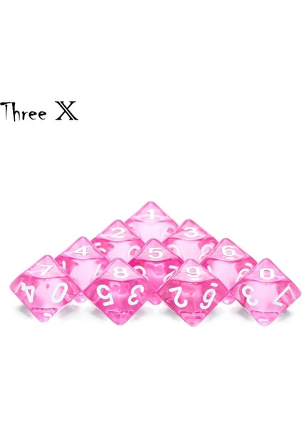 Şeffaf Pembe Tarzı D10 Zar Seti-10 D10, Matematik Zar Oyunları Için Mükemmel - Ded Çokyüzlü Plastik Masa Üstü Rpg (Yurt Dışından)