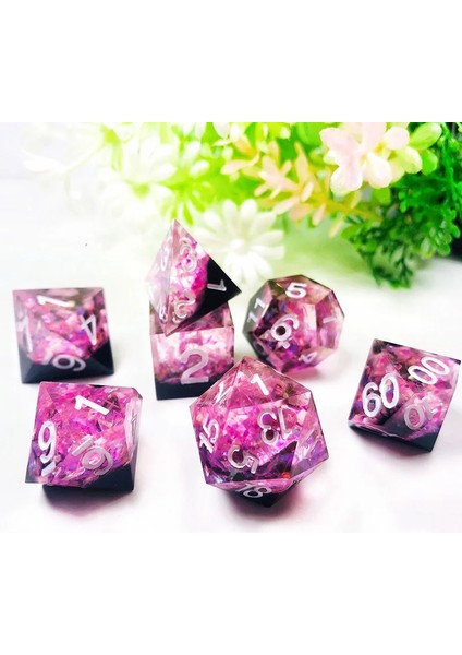 Yeni Rpg Zar Dnd Zar Seti Lüks Reçine Şeffaf Çokyüzlü Zar Okyanus Kalp Flaş Dadi Dados Rol D6 D20 (Yurt Dışından)