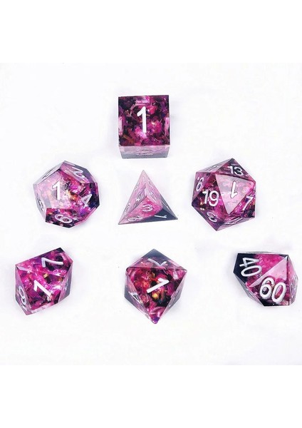 Yeni Rpg Zar Dnd Zar Seti Lüks Reçine Şeffaf Çokyüzlü Zar Okyanus Kalp Flaş Dadi Dados Rol D6 D20 (Yurt Dışından)