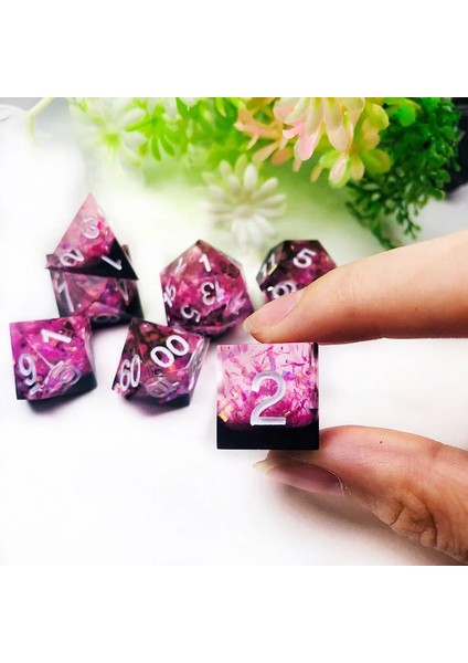 Yeni Rpg Zar Dnd Zar Seti Lüks Reçine Şeffaf Çokyüzlü Zar Okyanus Kalp Flaş Dadi Dados Rol D6 D20 (Yurt Dışından)