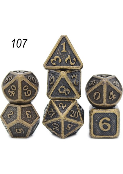 NO.107 Tarzı Dados Rpg Zar Masası Oyunları Satış Promosyonu Çokyüzlü Metal Zarlar Çinko Alaşımlı Sayısal Dnd Zar 7 Set D4 D6 D8 D10 D12 D20 (Yurt Dışından)