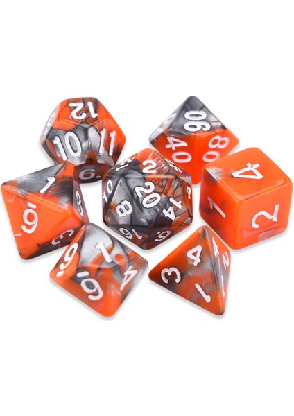 Orangesilver W Beyaz Stil 7-Die Çift Renkli Çokyüzlü Zar Trpg Dnd Zar Oyunları Için D20 D12 D10 D% D8 D6 D4 Komple Set (Yurt Dışından)