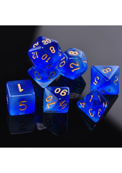 Mavi Beyaz Bir Stil Dnd Çokyüzlü 7-Die Yarı Saydam Zar Komple Set D4 D6 D8 D10 %d D12 D20 Trpg Için (Yurt Dışından) indirimleri