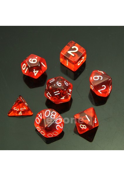 Kırmızı Stil 7-Zar Taraflı D4 D6 D8 D10 D12 D20 Magic-The-Gathering Rpg Poli Oyun Seti (Yurt Dışından)