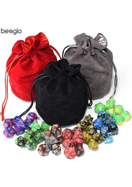 A17 Stili Dnd Rpg Mtg Oyunları Için Büyük Kadife Kılıflı Paket Zar Seti D4 D6 D8 D10 D% D12 20 (Yurt Dışından)