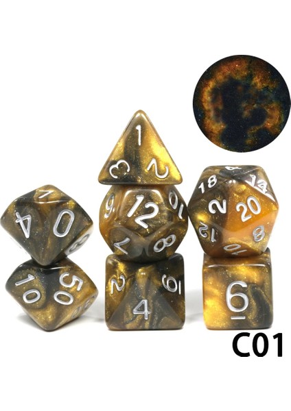 C01 Stili Çokyüzlü Zar Trpg Dnd Gameet D4 D6 D8 D10 D12 D20 Masa Oyunu Için Çok Taraflı (Yurt Dışından)