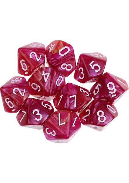 Mor Kırmızı Stil Parti Masa Masa Oyunları Için 10 Adet Zar Seti De Zar D10 Çokyüzlü Zar (Yurt Dışından)