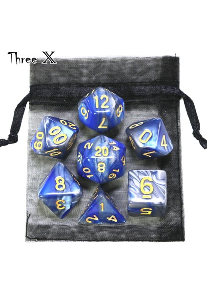 No.7 Tarzı Poşetli Çokyüzlü Zar Seti Çift Renkli Altın Sayıları D4 D6 D8 D10 D% D12 D20 Dnd Rpg Masa Oyunları Için (Yurt Dışından)