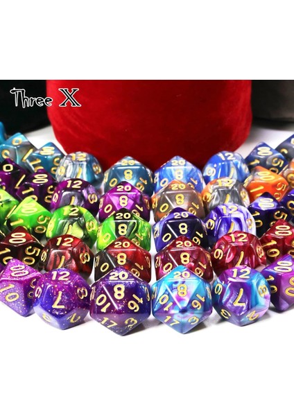 No.7 Tarzı Poşetli Çokyüzlü Zar Seti Çift Renkli Altın Sayıları D4 D6 D8 D10 D% D12 D20 Dnd Rpg Masa Oyunları Için (Yurt Dışından)