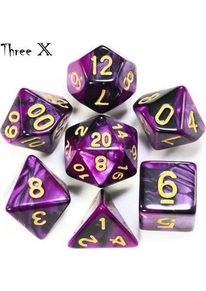 No.7 Tarzı Poşetli Çokyüzlü Zar Seti Çift Renkli Altın Sayıları D4 D6 D8 D10 D% D12 D20 Dnd Rpg Masa Oyunları Için (Yurt Dışından)