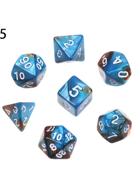 A5 Stili Iidescent Çokyüzlü Zar Seti Glitter Altın Numaraları Trpg Dnd 7-Die D4 D6 D8 D10 D12 D20 Için Oyun Aksesuarı (Yurt Dışından)
