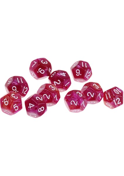 Mor Kırmızı 12MM Stili Dungeons And Dragons Parti Masa Oyunları Için 10 Parçalı Zar Seti D12 Çokyüzlü Zar (Yurt Dışından)