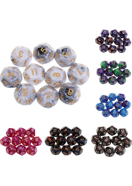 Mor Kırmızı 12MM Stili Dungeons And Dragons Parti Masa Oyunları Için 10 Parçalı Zar Seti D12 Çokyüzlü Zar (Yurt Dışından)