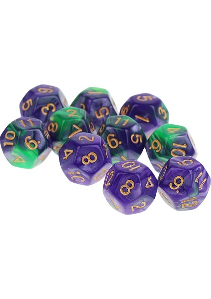 Mor Kırmızı 12MM Stili Dungeons And Dragons Parti Masa Oyunları Için 10 Parçalı Zar Seti D12 Çokyüzlü Zar (Yurt Dışından)